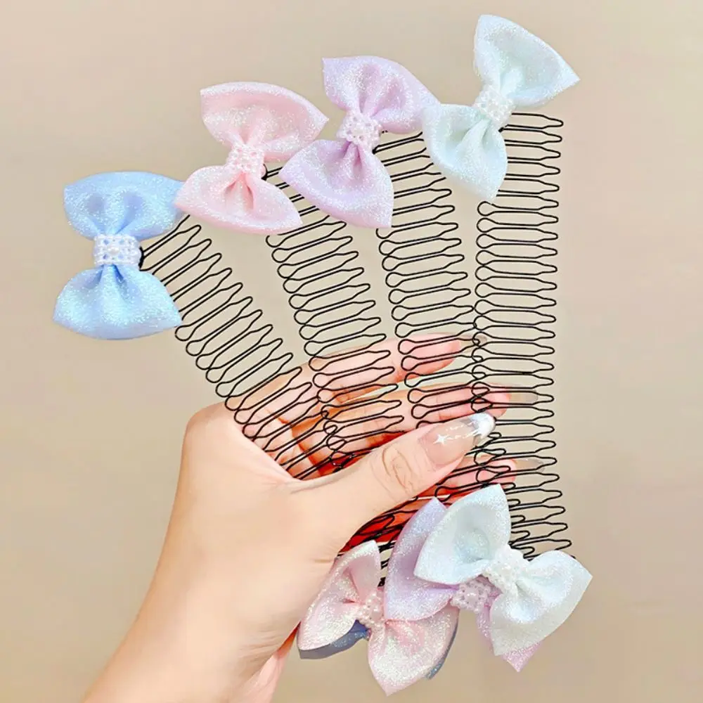 Invisible Broken Hairpin Women Bow Heart Hair Clip Kids Tiara Tools Curve Needle Bangs Fixed Insert Comb Styling Accessories