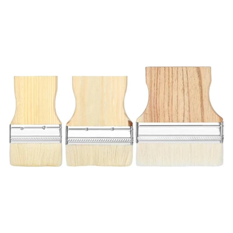 Upgrades Wool Bristle Paint Brush 3 Size Flat Paddle Brushes Simple to Use For Detailed Oil & Acrylic Painting Dropship