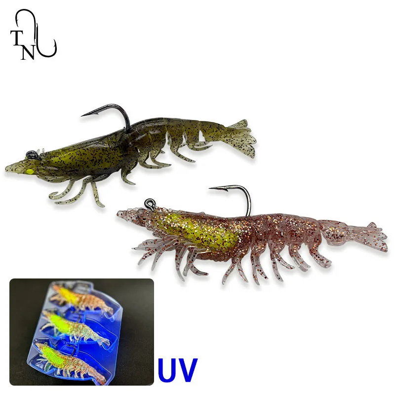 Señuelo swimbait de vinilo TN60 imitación camarón UV para lubina - imagen 4