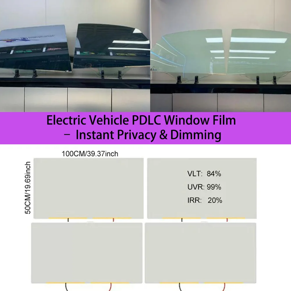 PDLC Smart Privacy Film for Electric Vehicle Windows, Electric Switchable Privacy Glass Tint, Instant Dimming Smart Window Film