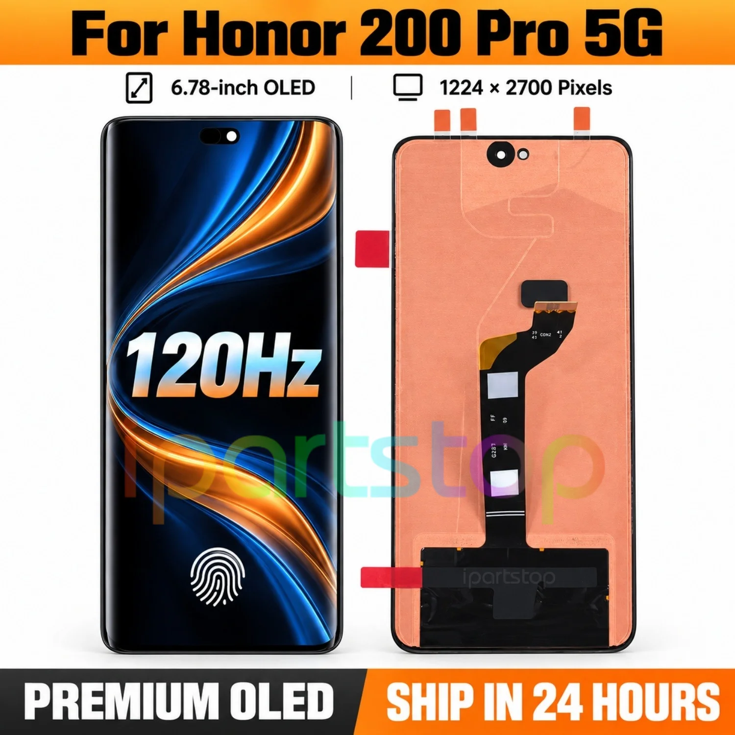 iParts Replacement New Display for Honor 200 Pro 5G ELP-AN00 ELP-NX9 120Hz AMOLED Touch Screen with Frame Assembly all Functions