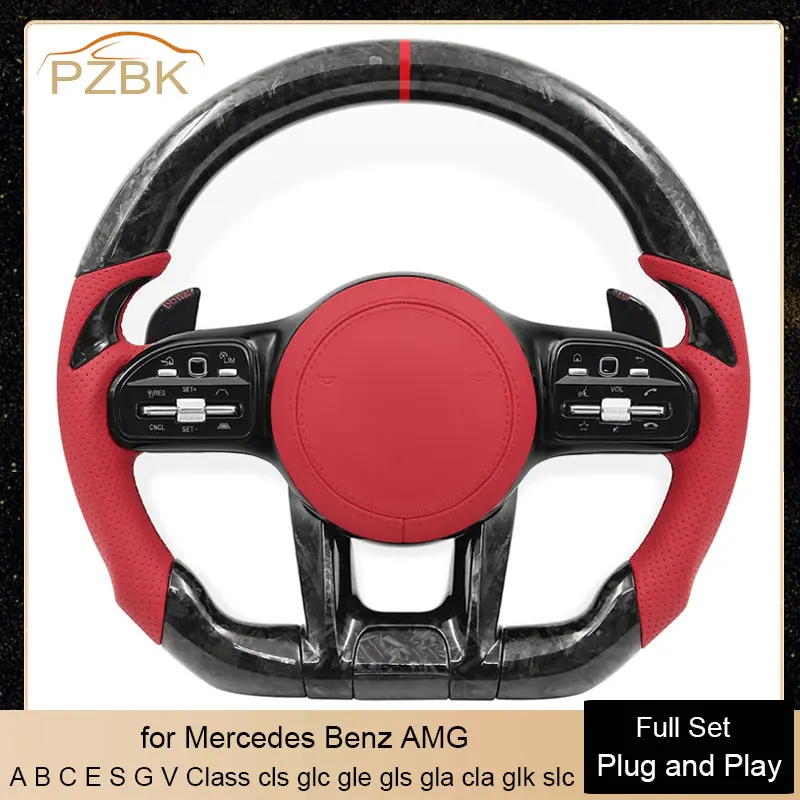 

Forged Car Steering Wheel Sport Style Red Black Full Set for Mercedes Benz AMG E400 W204 W205 W176 W447 A B C E S G V cls glc