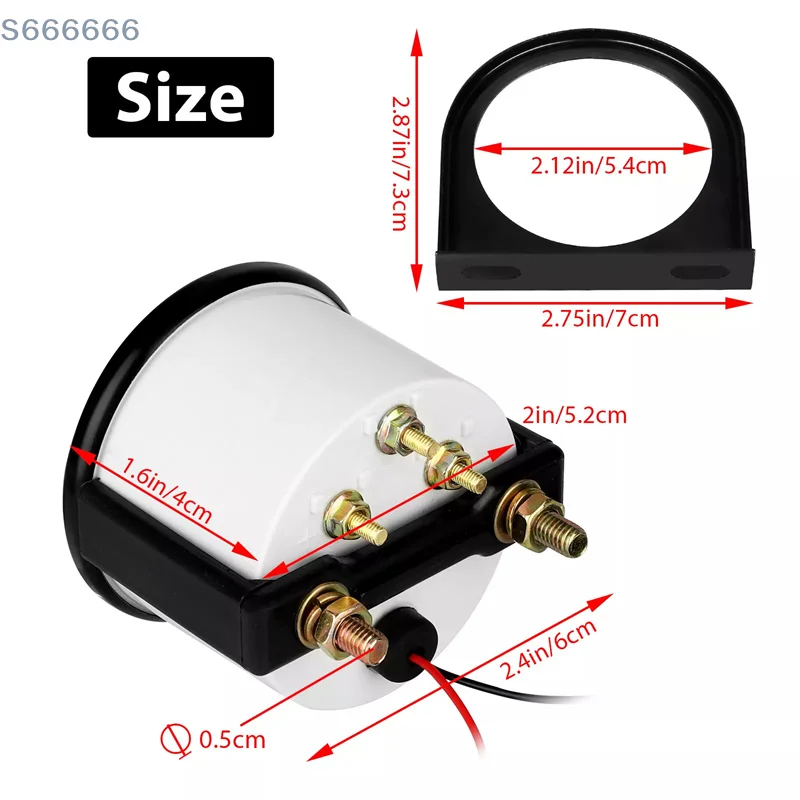 

Автомобильные датчики 12 В для автомобиля, 52 мм, 2 фута, автомобильный измеритель уровня топлива с белой светодиодной подсветкой и черным ободом