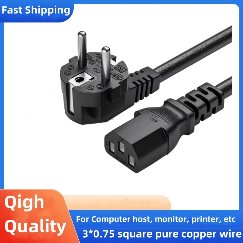 New 1.5m 5FT 3 Pin 18 AWG 60C 250V US EU Plug Universal Power Cord Cable For NEMA 5-15P To IEC320C13 Black PWC75A150US