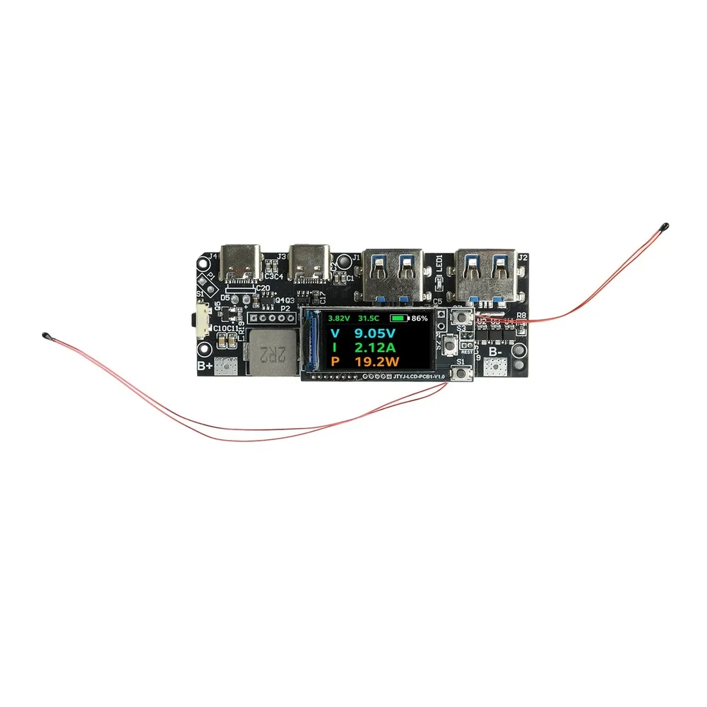 22.5W Fast Charging Board with Integrated TFT Color Screen for Real-Time Power Metrics in For DIY Power Bank Builds