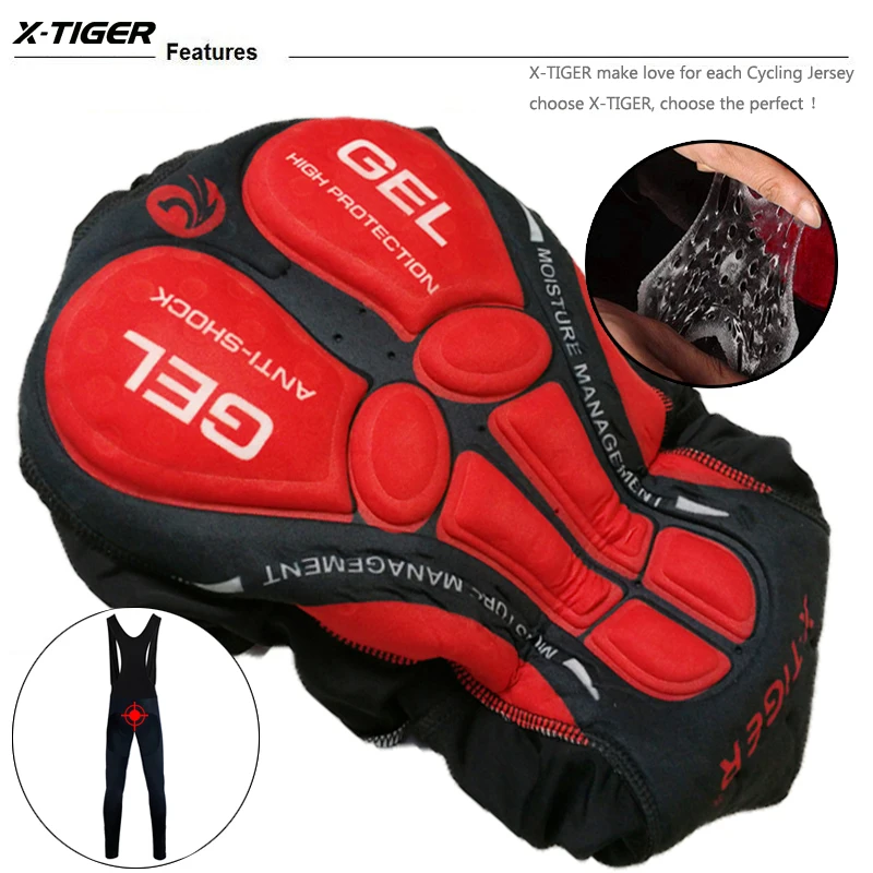 X‑TIGER Herren Radsport-Trägerhose 5D Coolmax Gel-Gepolsterte Lange Trägerhose Atmungsaktive Netzgurte Anti-UV Schnelltrocknende Rennradhose – Detail 12