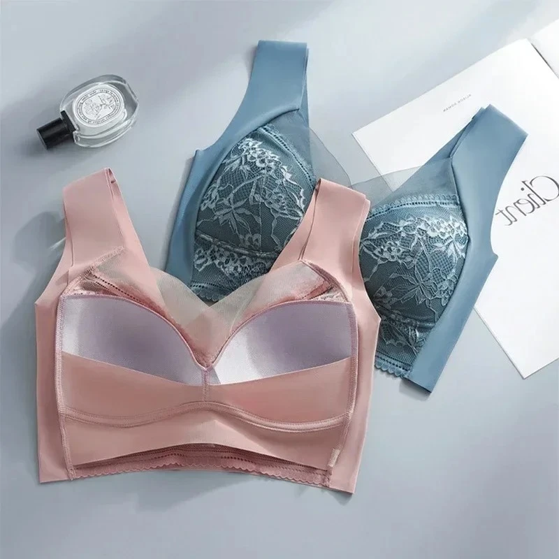 3dílná dámská push-up podprsenka bez kostic - 5 cm přirozený lifting, bezešvá krajka, plus size (L-6XL), bez kostic - náhled 5