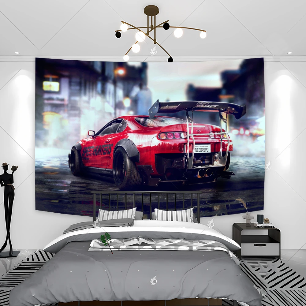 Jdm Tide Racing Car Tapestry Decor Carpet Living Room Wall Decoration Background Cloth Bedroom Dorm Tapestry