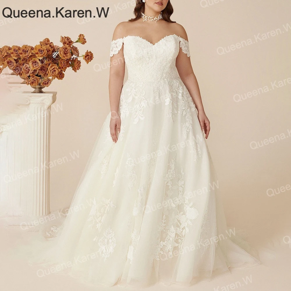 

Elegant A line Wedding Dress off shoulder lace bride dress robe de mariee Bridal Gown