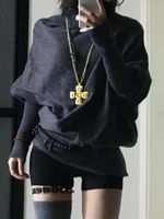 2000s Korean Fashion Slim Batwing Sleeve Autumn Sweaters Y2k Pure Color Subculture Casual Long Sleeve Pullovers Sweaters Chic - Image 3