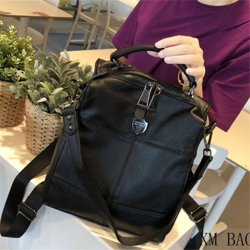 Women Soft Backpack School Leather Black Casual Multifunctional College Bag Large Capacity Shoulder Bags Travel Tote Backpack