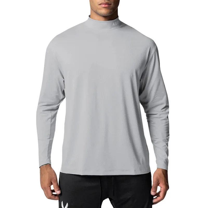 

T-shirt long sleeve semi-high neck slim quick-drying sports bottoming top cpe men clothing