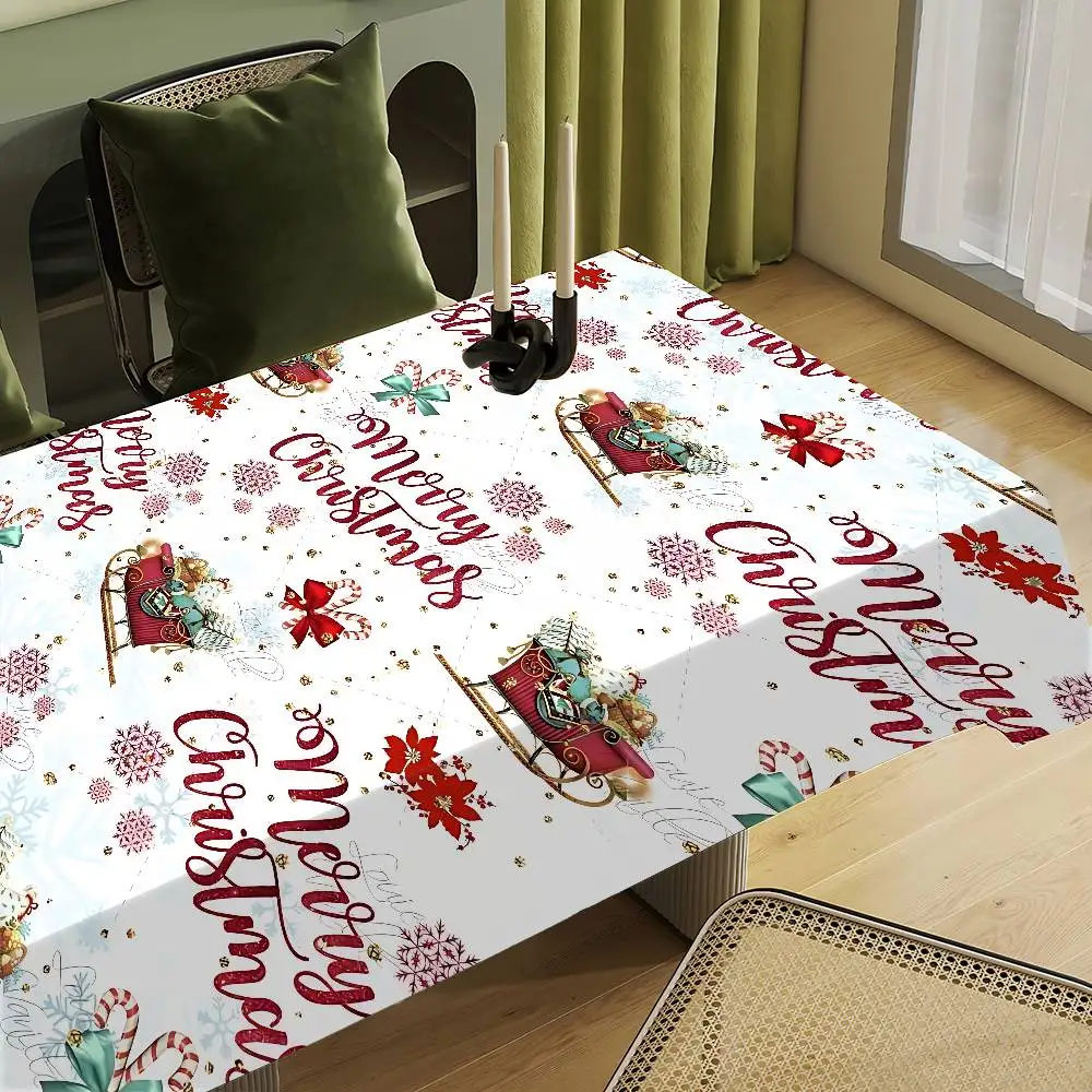 2026 عيد الميلاد مفرش طاولة مفرش المائدة زيت مقاوم للماء مقاومة للبقع قابل للمسح مستطيل الجدول #5