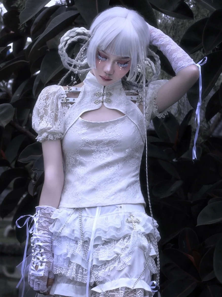 Gothpunk Subculture Chain Lace Strap Versatile Short Skirt Pants Summer New Japanese Lolita Versatile White Shorts Skirts Women