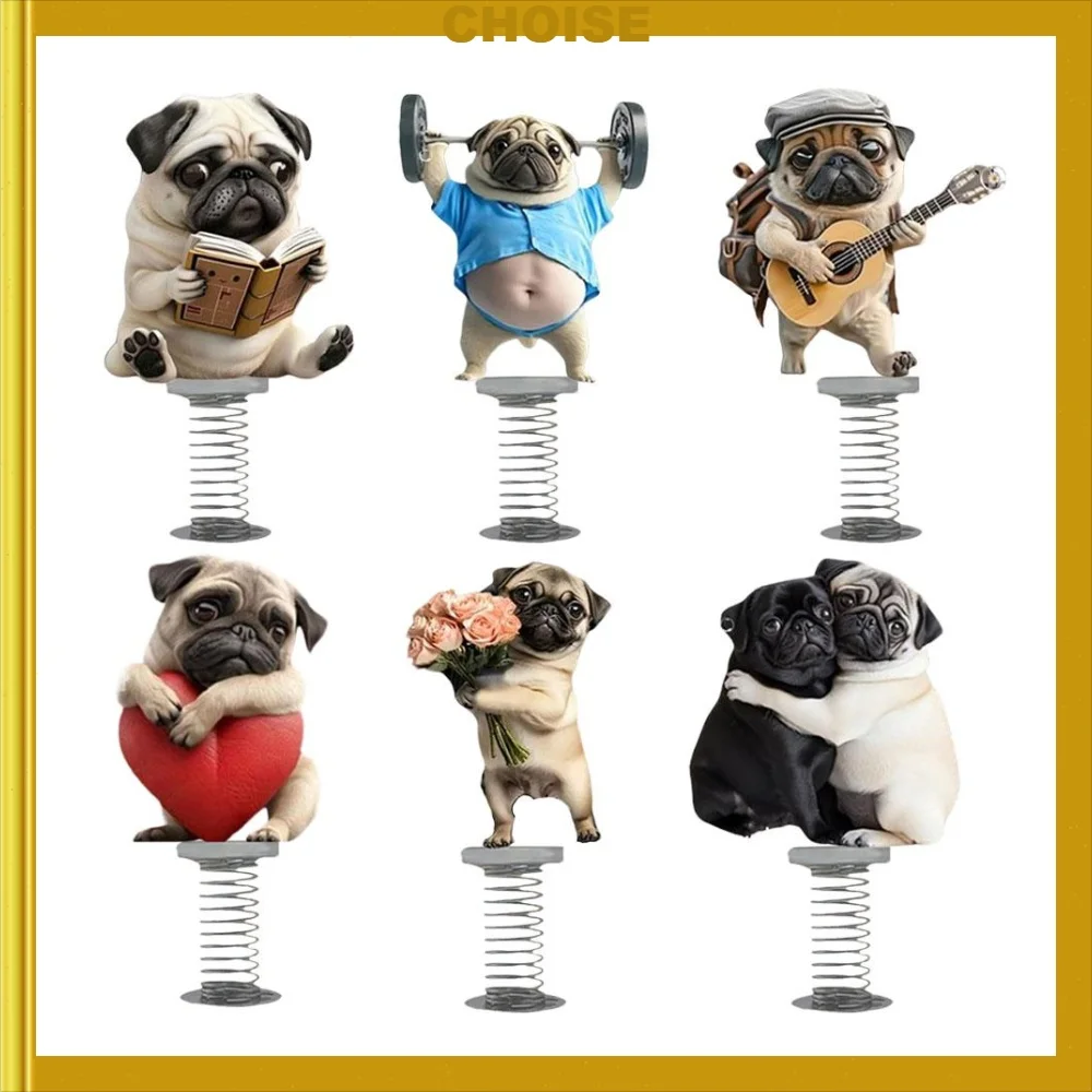 Lovely Dog Acrylic Spring Shaking Head Ornaments Car Dashboard Decorations Funny Toy Cute 2D Shaped Accessories