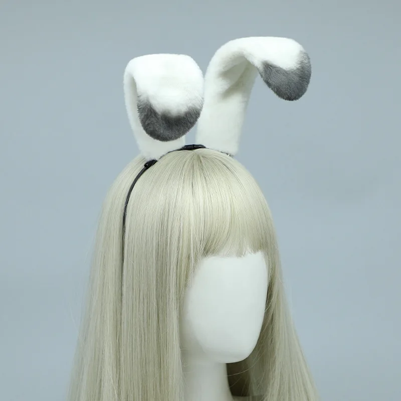 Anime Love And Deepspace Xavier Bunny Ear Headband Fur Hairbands Cute Halloween Cosplay Hair Hoop Prop Plush Rabbit Headwear
