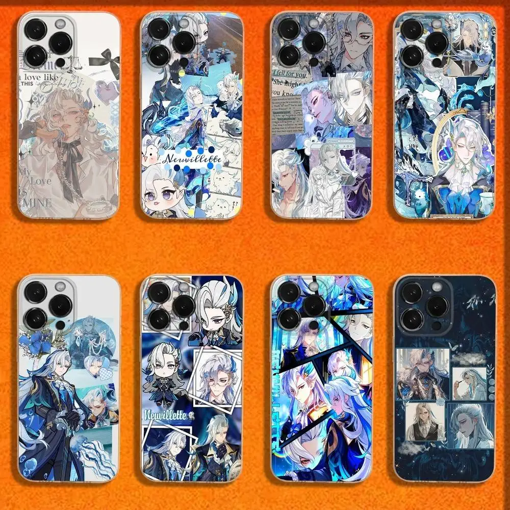

G-Genshin Impact Neuvillette Phone Case For iPhone 16,15,14,13,12,11 Plus,Pro,Max,XR,XS,Plus,E,Mini Transparent Soft Cover