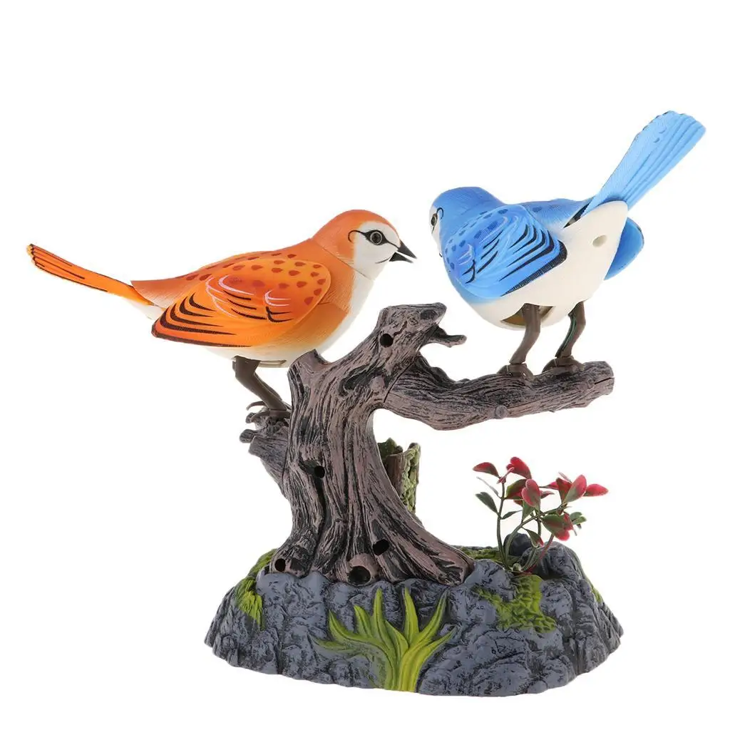 

Voice Activated Singing Chirping Birds with Sound and Body Move Voice Control Sounds Movements Electric Toys with Pen Holder