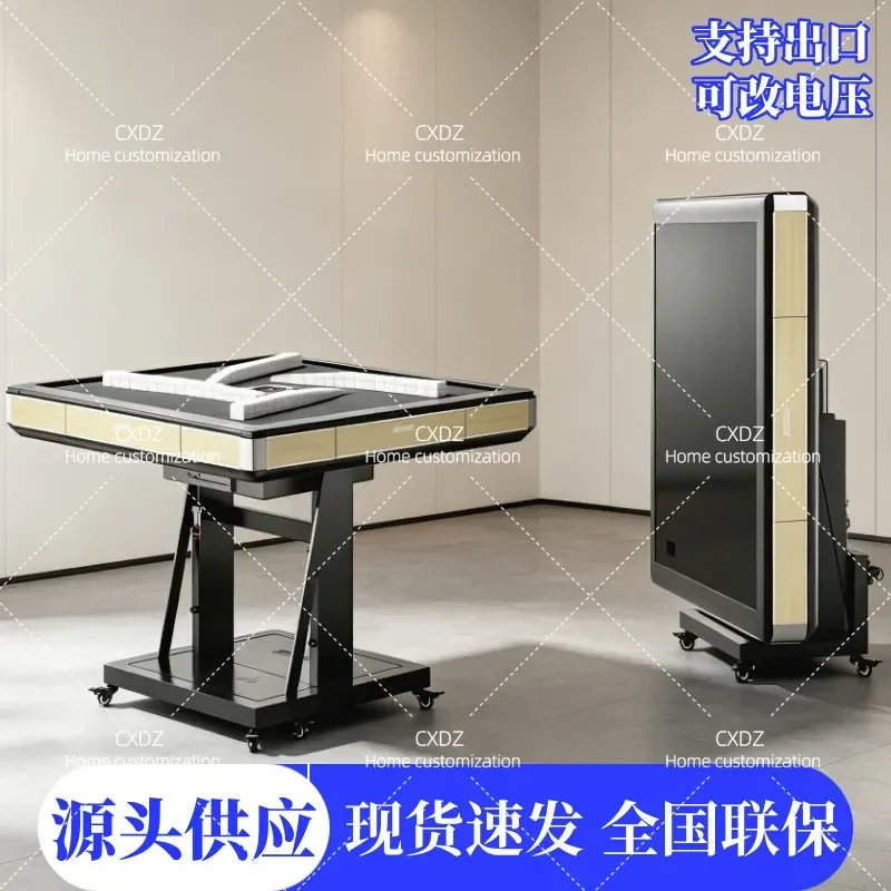 Double Folding Fully Automatic Mahjong Table Dual Purpose Dining Table with Roller Coaster Design for Home Use
