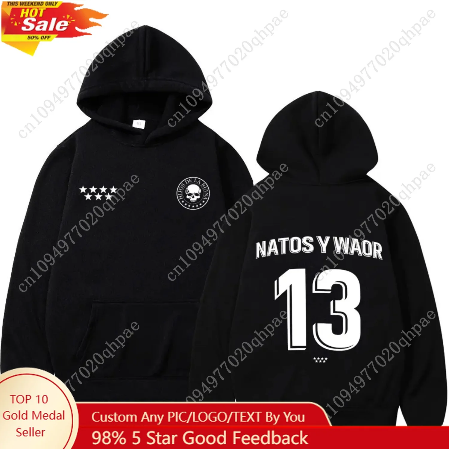 

Rapper NATOS WAOR 13 Sweatshirts Men Women Fashion Hip-hop Pullover Autumn Winter Loose Casual Gothic Punk Tracksuit Streetwear