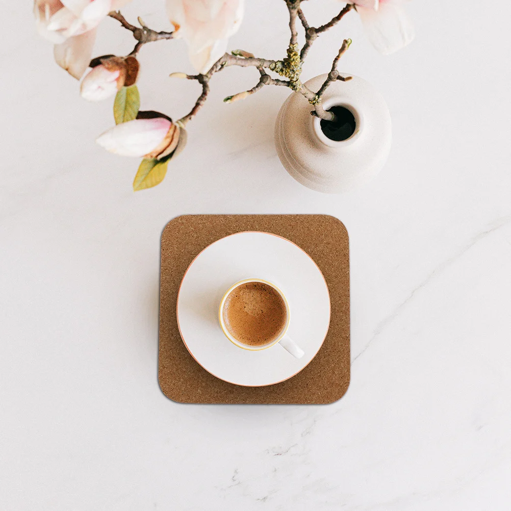 

15pcs Coaster Pad Square Cork Wood Reusable Absorbent Nordic Style Home Restaurant Cafe Bar Tableware Mat