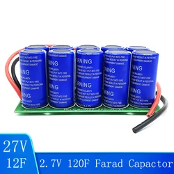 10Pcs/1 Set 27V 12F Double Row Farad Capacitor Super Capacitor 2.7V 120F Automotive Super Farad Capacitor Module with Cable