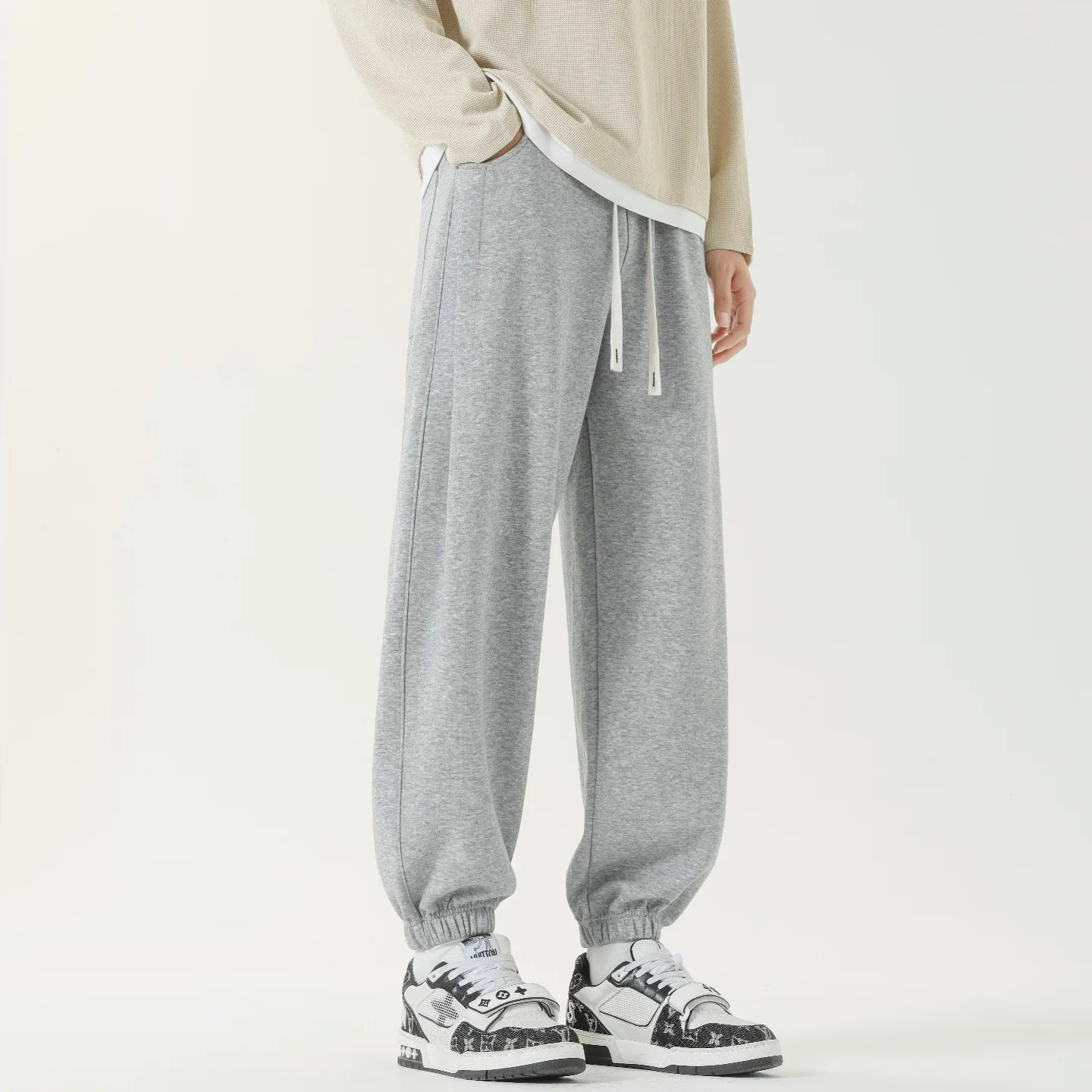 Leg-tie Sweatpants Men's 2026 New Sports Pants Summer Loose Drape Casual Pants Boys Trendy Thin Men's Pants