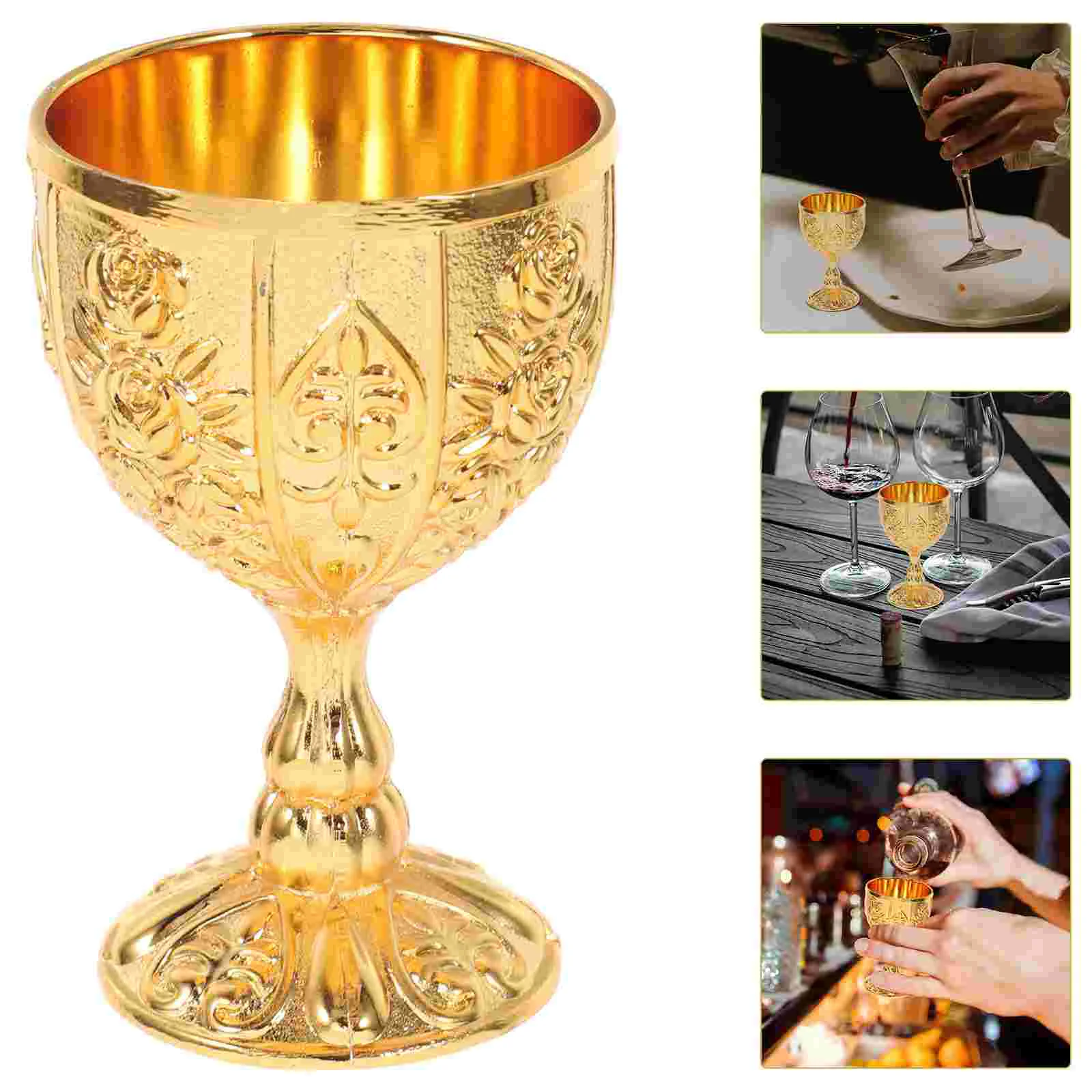 Glass Decoration Goblet Medieval Cup Vintage Chalice Brass Metal Temple Zinc Alloy Halloween Golden