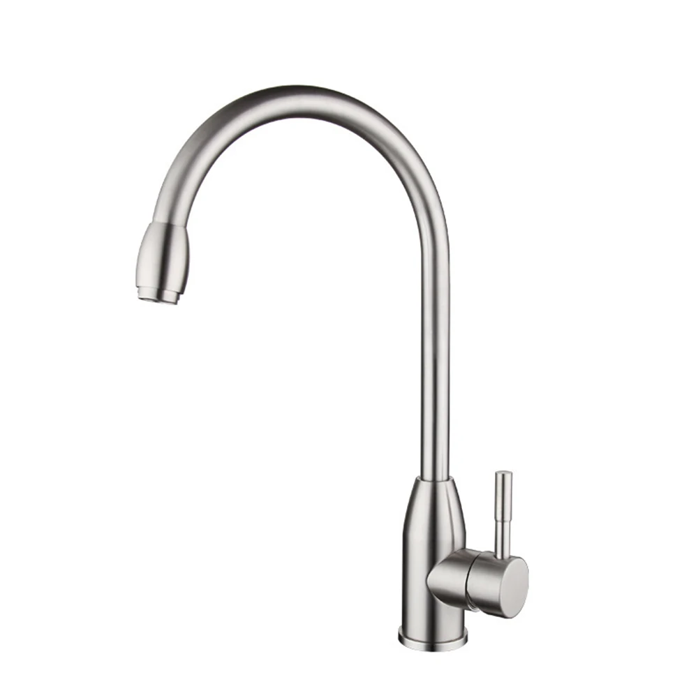 

SKOWLL Deck Mount Kitchen Sink Faucet Single Handle High Arch Sink Faucet Mixer, Brushed Nick CL-27el