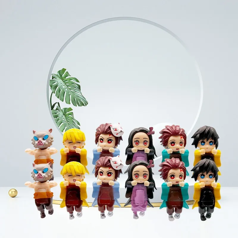 

1Pcs Random Style Anime Demon Slayer Tanjirou Inosuke q-version kawaii Action Figure PVC Model Toy Desk Decor Gift boxed