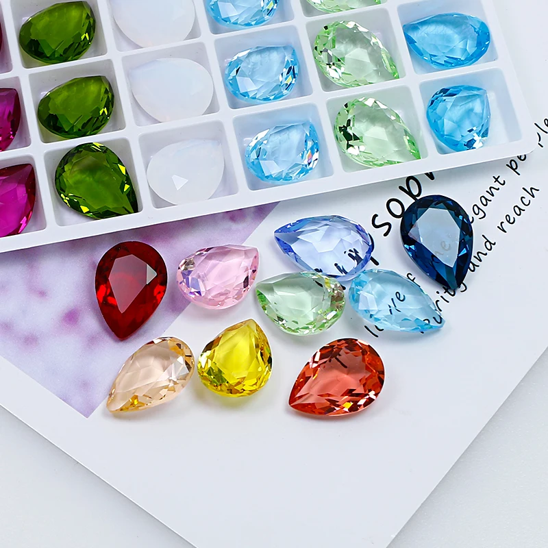 20PCS/Pack Glitter Water Drop Transparent Nail Crystal Decoration for women\'s Clothing Dresses Rhinestones