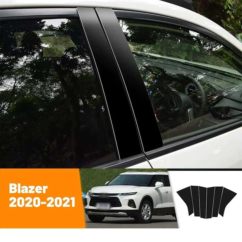 

For Chevrolet Blazer 2020-2021 Black Carbon Fiber Doors and Windows B C Pillars Column Decorative Stickers