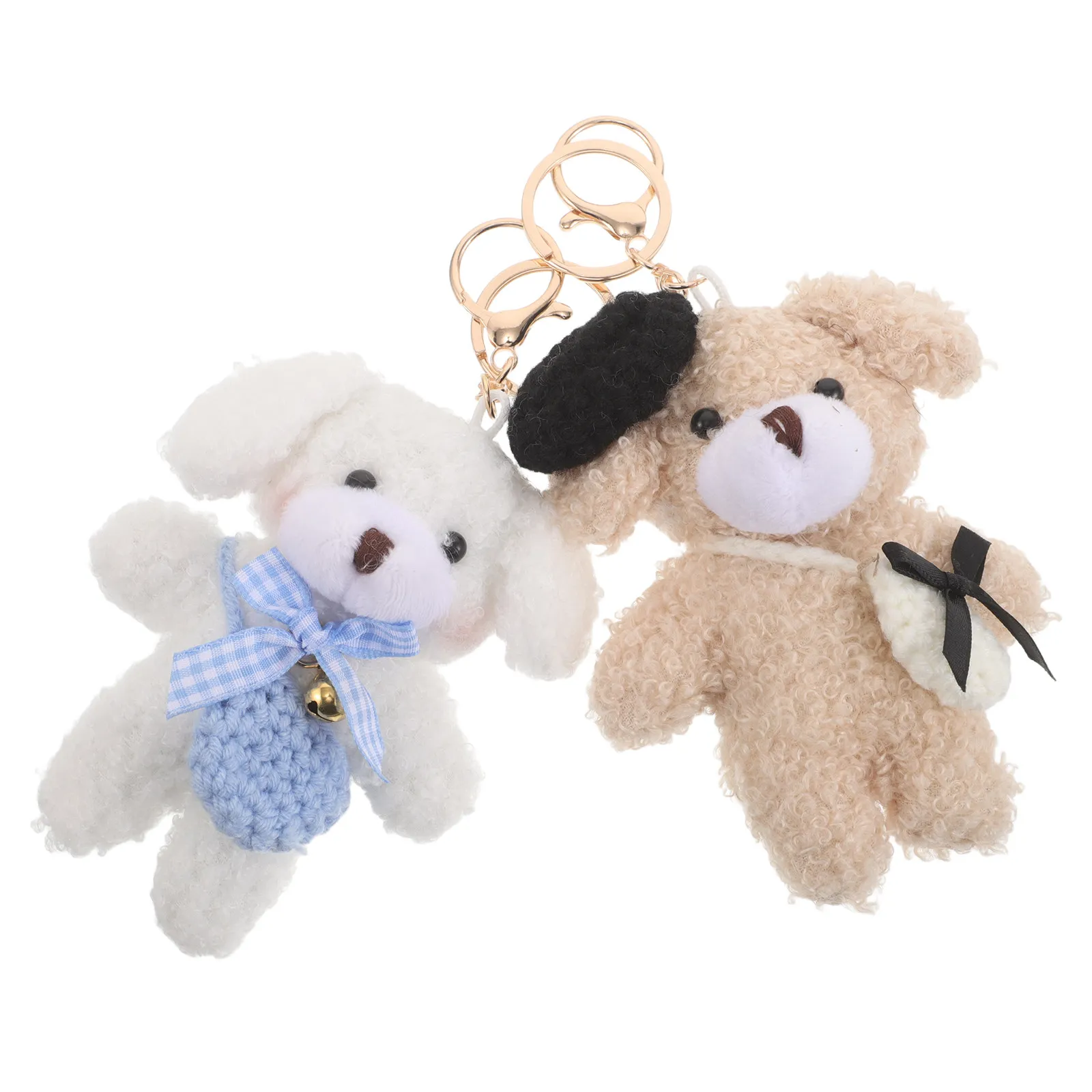 

2Pcs Keychain Soft Bag Charm Cute Stuffed Animal Key Ring Backpack Pendant for Girls Women Gift Soft Bear Keychain