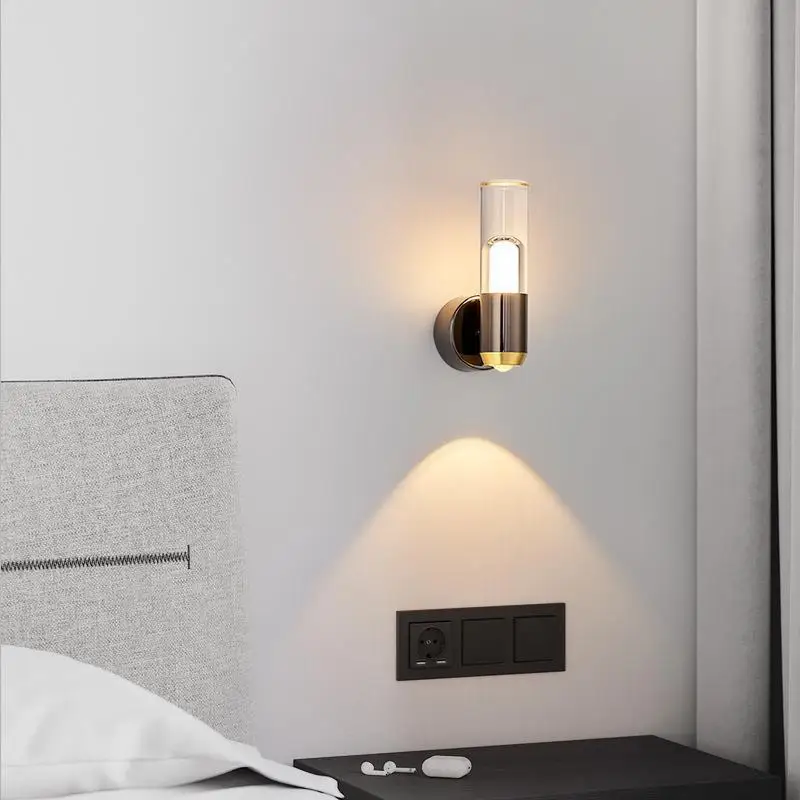 

Nordic designer living room sofa background wall wall lamp simple bedroom bedside lamp