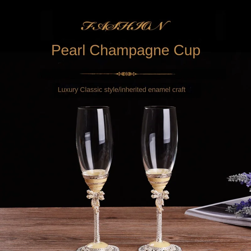 Creative Enamel Champagne Glass, Tall Crystal Glass, European Cocktail, Red Wine Bubbles Pair, Gift Box