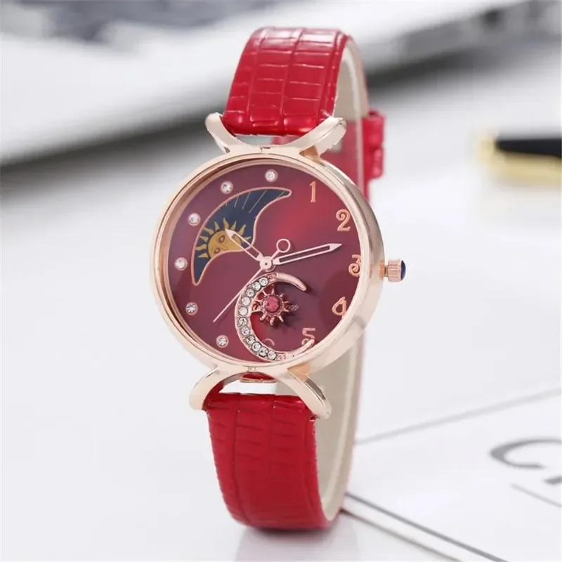 Relógios femininos elegante lua com strass moda luxo quartzo relógios de pulso casual feminino relógio criativo montre femme relojes