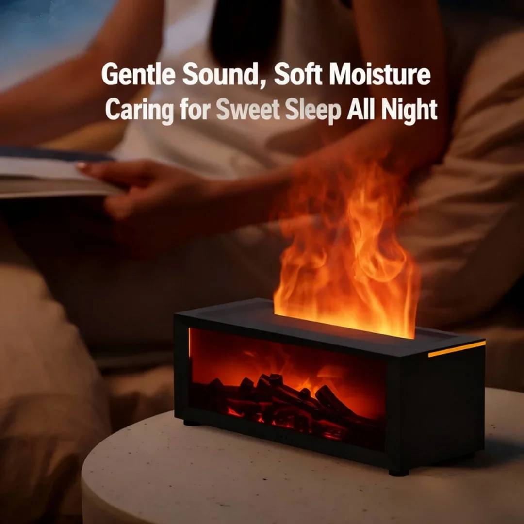 

Eseential Oil Diffuser, Fireplace Flame Oil Diffuser - Aromatherapy Aroma Humidifier, Upgrade 7 Flame Colors Noiseless 280ml