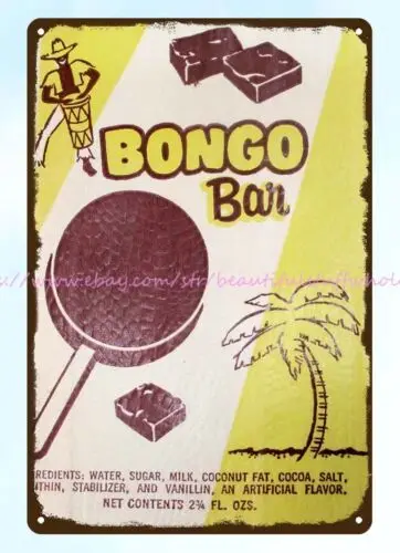 1950s Bongo Bar Ice Cream metal tin sign room interior design for bedroom