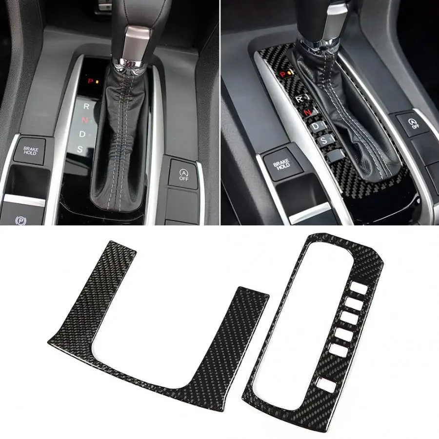 

2pcs True Carbon Fiber Gear Shift Button Panel Trim Frame Fits for Honda Civic 10th FC/FK 2016 2017 2018 2019