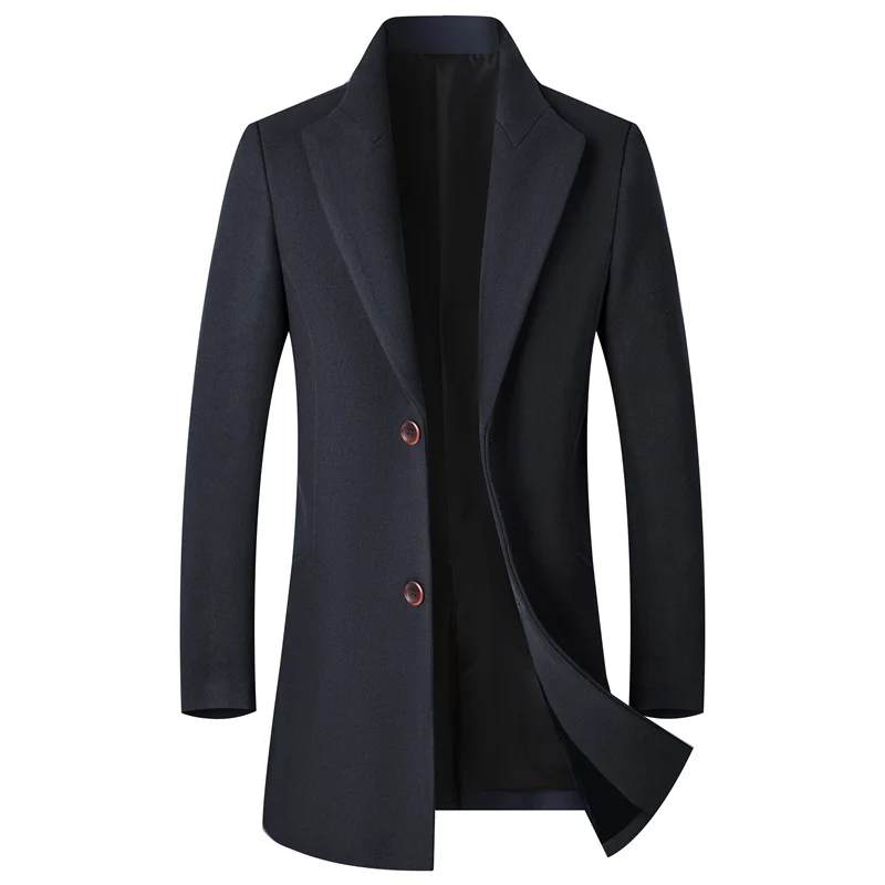 

New Outdoor Slim-fit Trend Warm British Style Long Trench Coat Business Men's Woolen Coat Fashion Casual Thick Woolen Coat