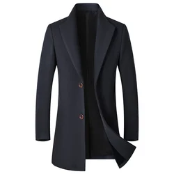 New Outdoor Slim-fit Trend Warm British Style Long Trench Coat Business Men's Woolen Coat Fashion Casual Thick Woolen Coat