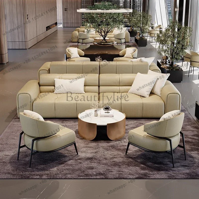 LSNordic Company Negotiation Sofa Hotel Lobby Business Reception Meeting Rest Area Waiting Leather Sofa Office Furniture FYBS