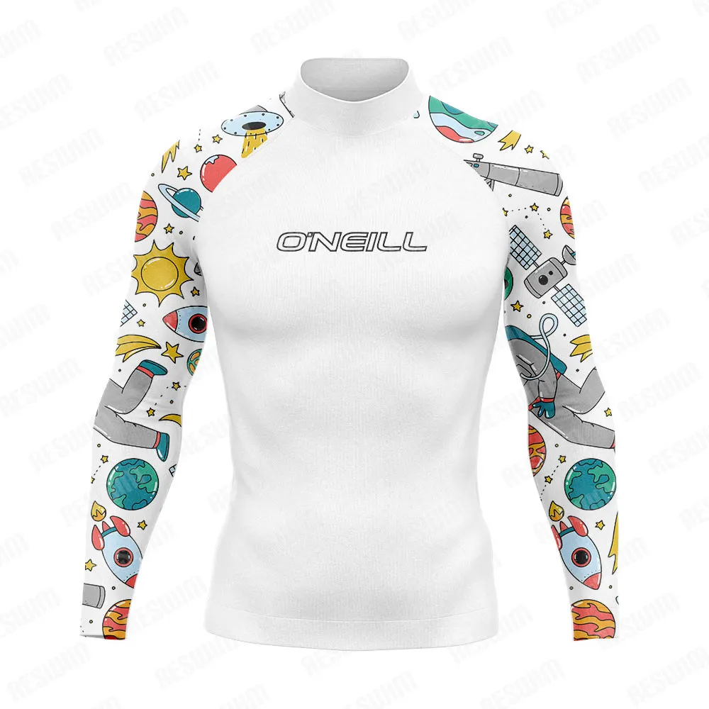 New Funny Rash Guards Swimsuit Men's Long Sleeve Beach Surfing T-Shirt UV Protection Swimwear Boy's Swimming Sports Surf Clothes