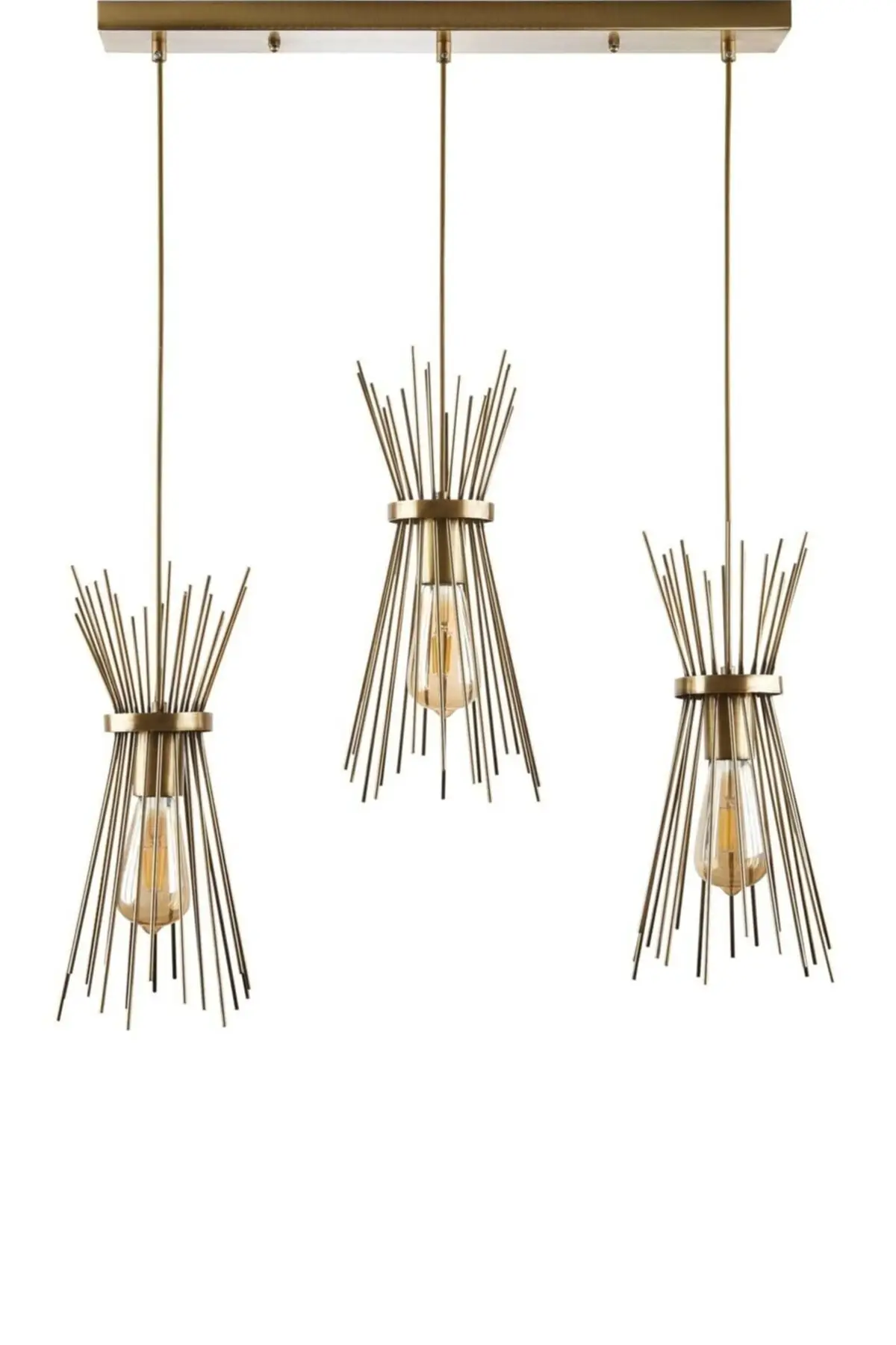 Hedgehog Model Modern Design Triple Rectangle Gold Pendant Lamp Chandelier