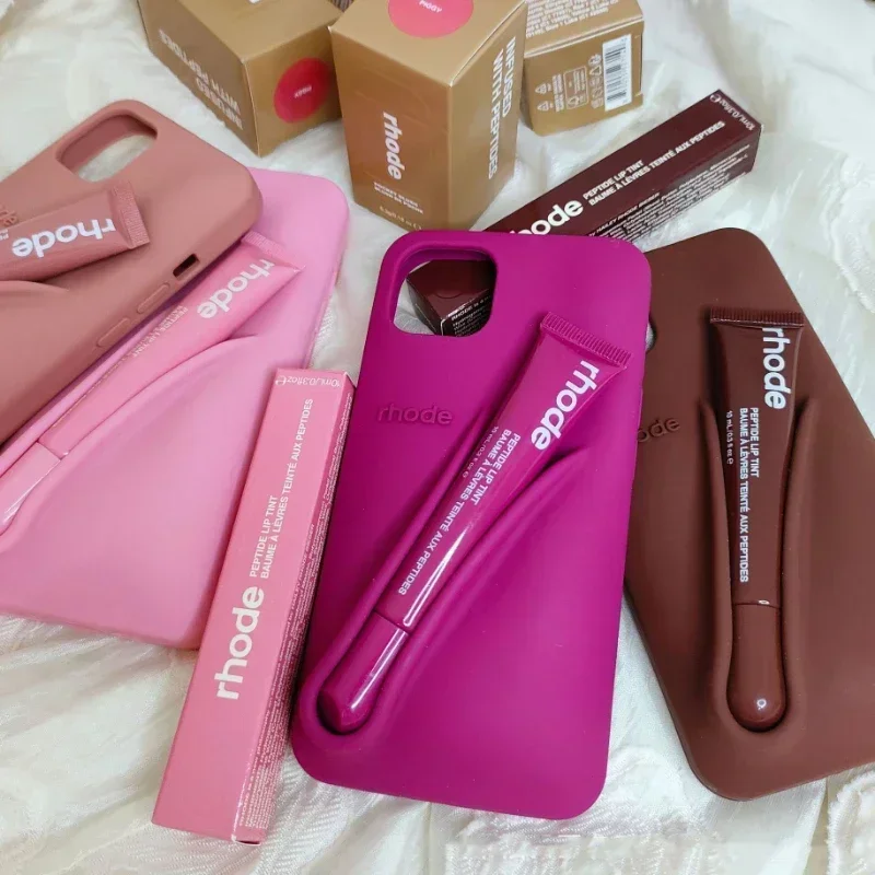 New Color Rhod Lipstick Lip Holder Phone Case for IPhone 16 15 14 13 12 11 Pro Max Autumn Limited Edition with Box Stand Cover