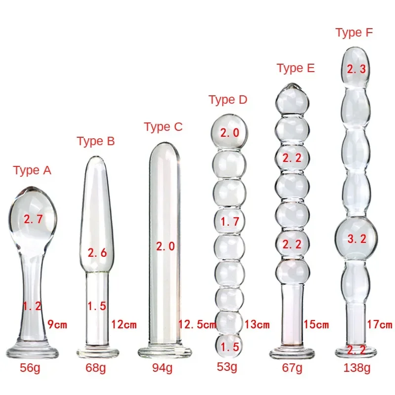 Glass Anal Plug Six-piece Set Pulling Beads Dual Use Small Dildos Butt Plugs Masturbation Posterior Dilation Adult Sex Toys