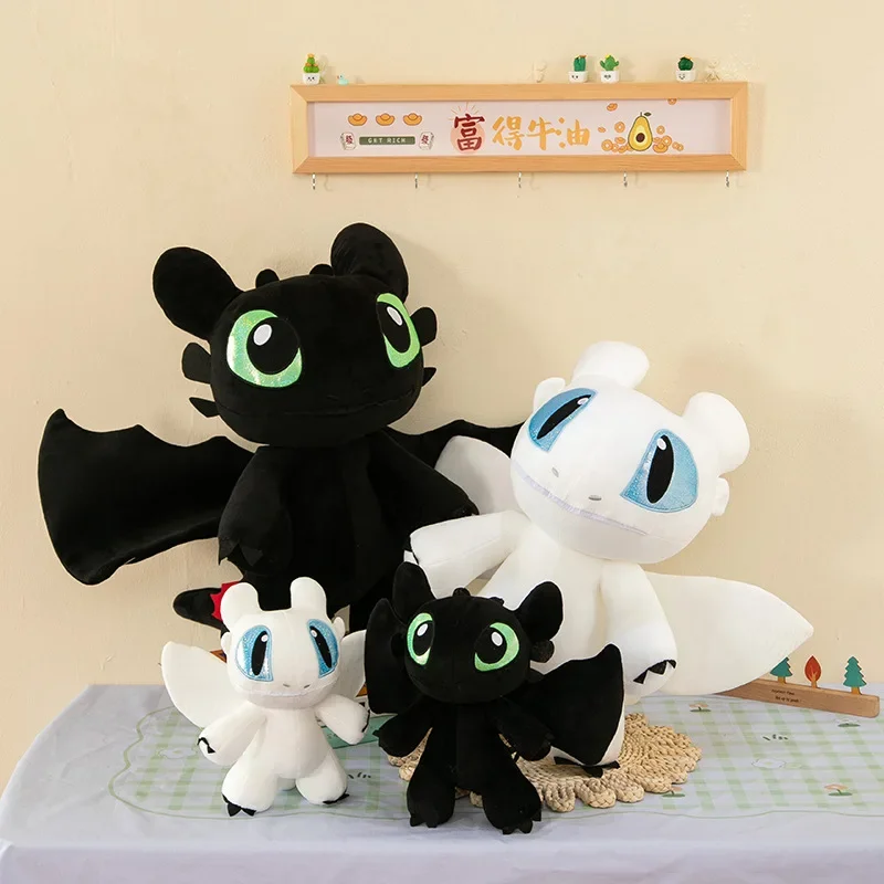 Toothless Figma Stuffed Cushion Light Fury Dragon Plush Cushion Cute Cartoon Action Dolls Night Furia Pillow Home Decoration