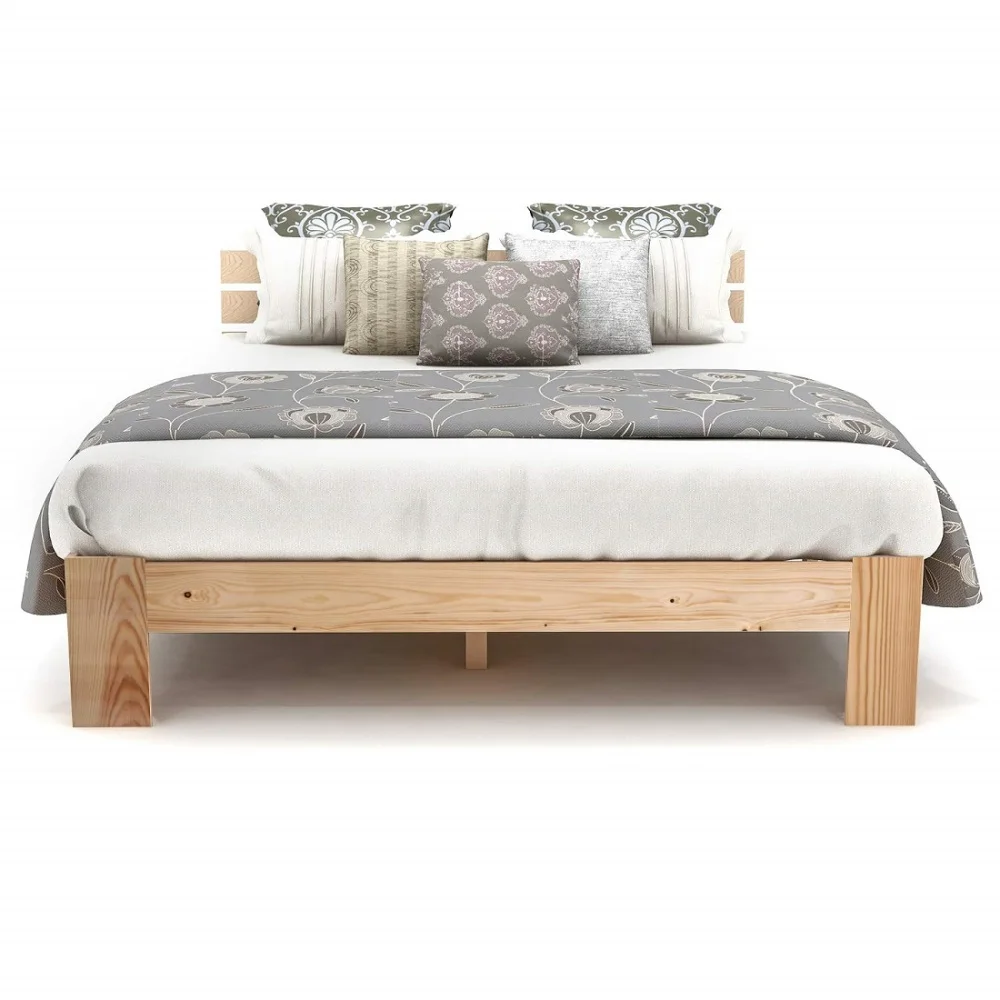 Holzbett, Doppelbett mit Kopfteil des Bettrahmens mit Schieferrost, 200 x 140 cm, Massivholz-Doppelbett, kann als Bett aus Kiefernholz verwendet werden – Detail 11