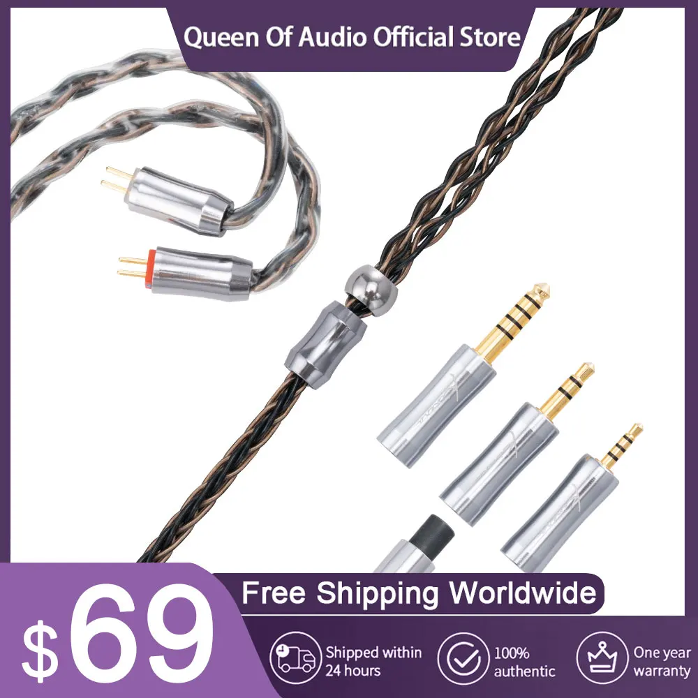 

Kinera Leyding Earphone Modular Upgrade Cable 8-Core Silver Plated Copper 0.78 2pin/MMCX Connector 2.5/3.5/4.4mm Plug Headset