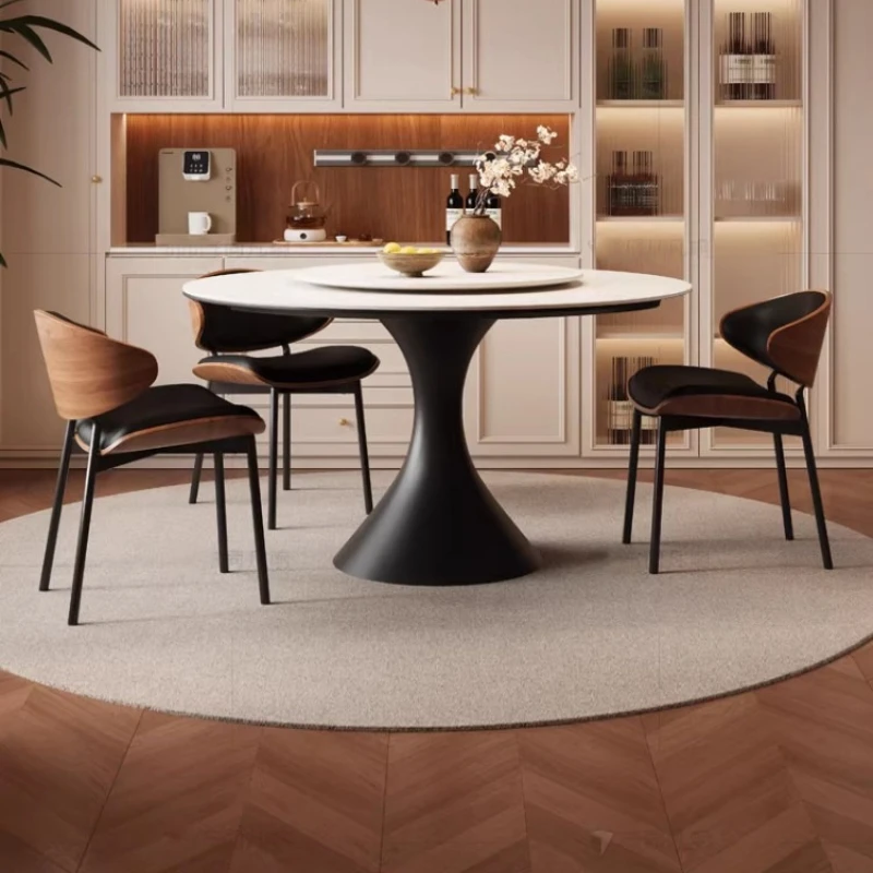 Round Luxury Dining Table Restaurant Designer Lounge Mid Century Dining Table Coffee Nordic Mesas De Comedor Kitchen Furniture